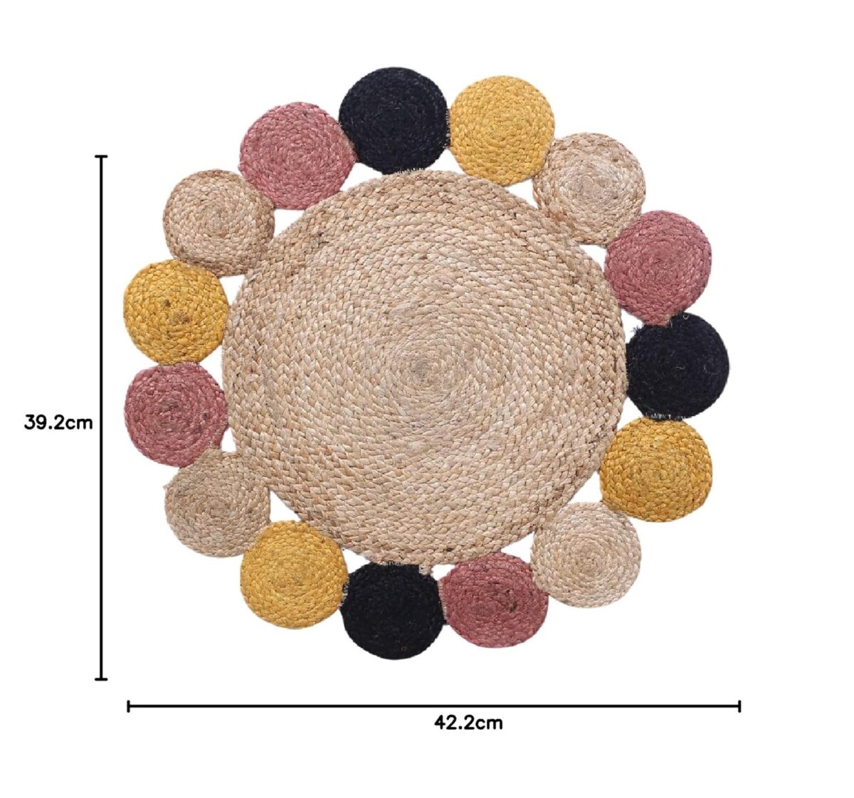 Natural Solid Braided Jute Door mat|Multicolor Circle Border for Bedroom,Living Room,Dining Room - Image 4