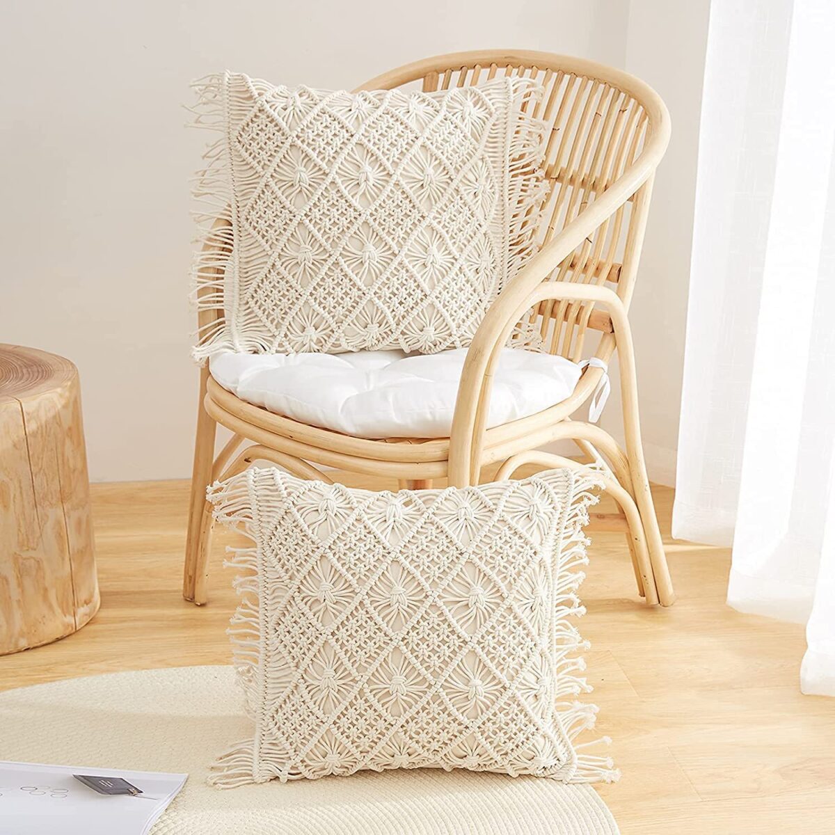 Handmade Soft Boho Cotton Pillow Case For Sofa Set Bed Living Room Bedroom In Premium Canvas Fabric With Back Zipper - Image 3