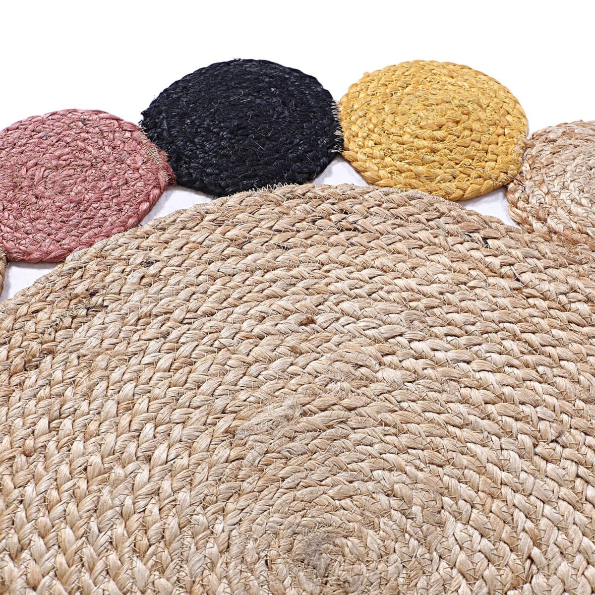Natural Solid Braided Jute Door mat|Multicolor Circle Border for Bedroom,Living Room,Dining Room - Image 2