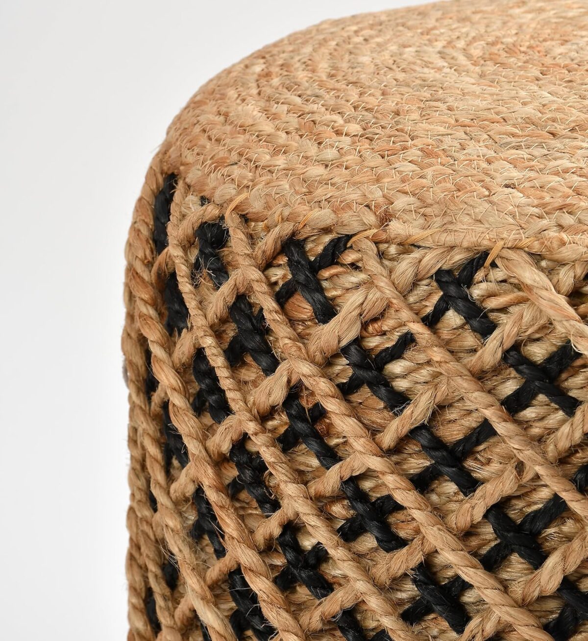 Jute Braided Round Ottoman Stool for Living Room Bedroom Home Sitting Footstool Pouffe - Image 3